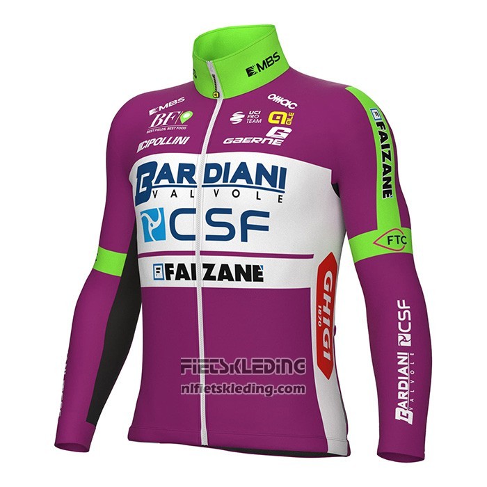 2022 Fietskleding Bardiani Csf Faizane Groen Violet Lange Mouwen en Koersbroek
